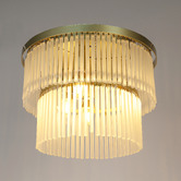 Luminea Richards Brushed Brass Glass 2 Tier 4 Light Chandelier