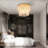 Luminea Richards Brushed Brass Glass 2 Tier 4 Light Chandelier