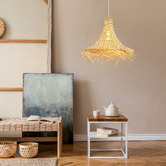 Luminea Harriet Bamboo &amp; Rattan Pendant Light