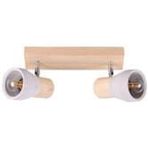 Luminea Casey Rubberwood &amp; Cement 2 Lamp Spotlight