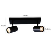 Luminea Hansen 2 Light Iron &amp; Aluminium Bar Spotlight