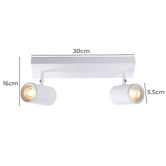 Luminea Hansen 2 Light Iron &amp; Aluminium Bar Spotlight