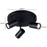 Luminea Hansen 3 Light Round Iron &amp; Aluminium Spotlight