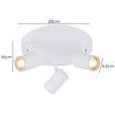 Luminea Hansen 3 Light Round Iron &amp; Aluminium Spotlight