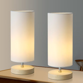 Luminea Matteo Rubberwood Cylinder Table Lamps