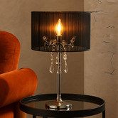 Luminea Black Paris Crystal Metal Table Lamp