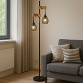 Luminea Black Pantin 2 Light Metal Floor Lamp