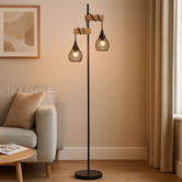 Luminea Black Pantin 2 Light Metal Floor Lamp
