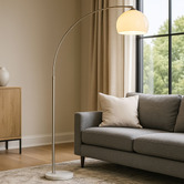 Luminea White Niort Marble &amp; Metal Floor Lamp