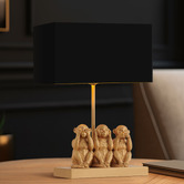Luminea Kenzie Resin 3 Monkey Table Lamp