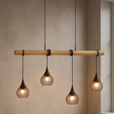 Luminea Lilas Metal &amp; Wood 4 Light Pendant