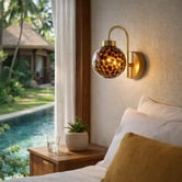 Luminea Parks Amber Glass LED Wall Light with Charging Cable