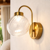 Luminea Parks Clear Glass LED Wall Light with Charging Cable