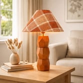 Luminea Stanley Rubberwood Checkered Table Lamp