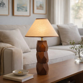 Luminea Stanley Rubberwood Table Lamp