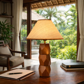 Luminea Stanley Rubberwood Table Lamp