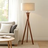 Luminea Norman Rubberwood Floor Lamp