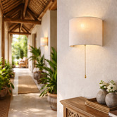 Luminea Thorne Linen Wall Sconce with Pull Cord