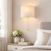 Luminea Thorne Linen Wall Sconce with Pull Cord