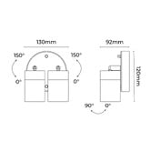 Luminea Lyra 2 Light Outdoor Wall Spotlight