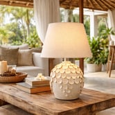Luminea Newport Cream Ceramic Table Lamp