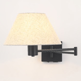 Luminea Denari Linen Swing Arm Wall Light with USB