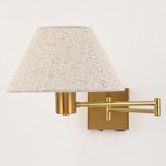Luminea Denari Linen Swing Arm Wall Light with USB