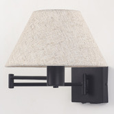 Luminea Denari Linen Swing Arm Wall Light with USB