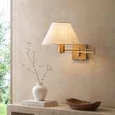 Luminea Denari Linen Swing Arm Wall Light with USB