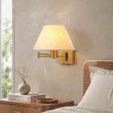 Luminea Denari Linen Swing Arm Wall Light with USB