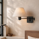 Luminea Denari Linen Swing Arm Wall Light with USB