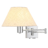 Luminea Denari Linen Swing Arm Wall Light with USB