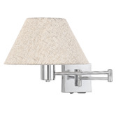 Luminea Denari Linen Swing Arm Wall Light with USB