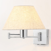 Luminea Denari Linen Swing Arm Wall Light with USB