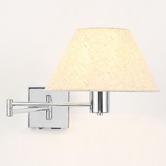 Luminea Denari Linen Swing Arm Wall Light with USB