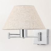Luminea Denari Linen Swing Arm Wall Light with USB