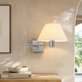 Luminea Denari Linen Swing Arm Wall Light with USB