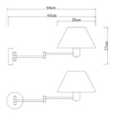 Luminea Denari Linen Swing Arm Wall Light with USB