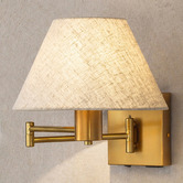 Luminea Denari Linen Swing Arm Wall Light with USB