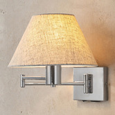 Luminea Denari Linen Swing Arm Wall Light with USB