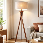 Luminea Norman Rubberwood Floor Lamp