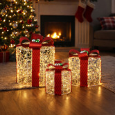 Luminea 3 Piece Kairo Gift Box LED Christmas Ornament Set