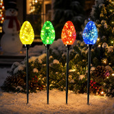 Luminea 4 Piece Evan Pine Cone LED Stake Light Set