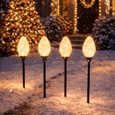 Luminea 4 Piece Evan Pine Cone LED Stake Light Set