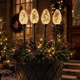 Luminea 4 Piece Evan Pine Cone LED Stake Light Set