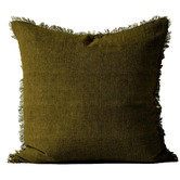 Aura By Tracie Ellis Fringed Vintage Wash Square Linen Cushion