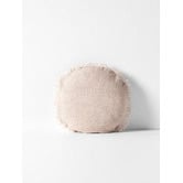 Aura By Tracie Ellis Fringed Vintage Wash 45cm Round Linen Cushion