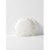 Aura By Tracie Ellis Fringed Vintage Wash 45cm Round Linen Cushion