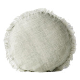 Aura By Tracie Ellis Fringed Vintage Wash 45cm Round Linen Cushion