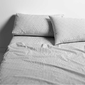 Aura By Tracie Ellis Ticking Stripe Queen Sheet Set